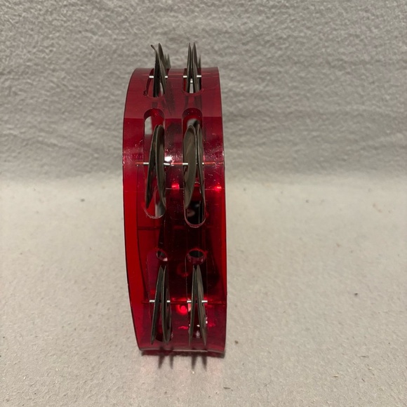 Heavy Duty Red Plastic Half Moon Pandero Tamborine with Jingles - Picture 5 of 8